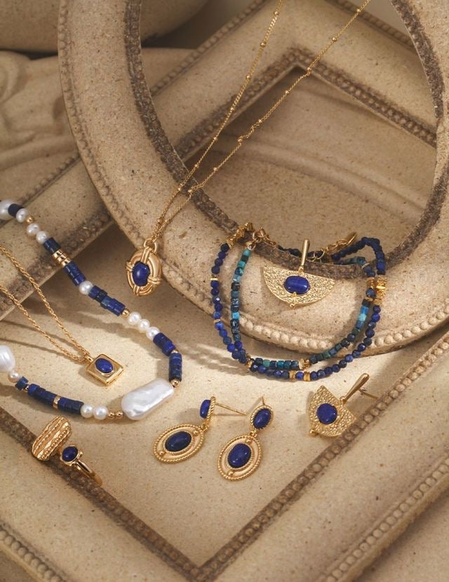 a set of lapis lazuli jewelry