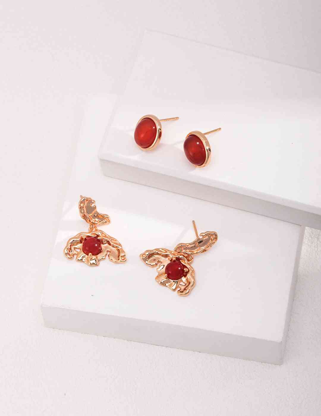 Red Agate Earrings with additional stud earrings