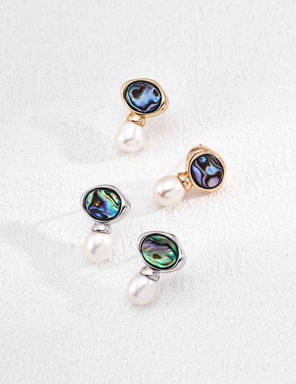 Mermaid's Mirror_Abalone Shell and Pearl Earrings