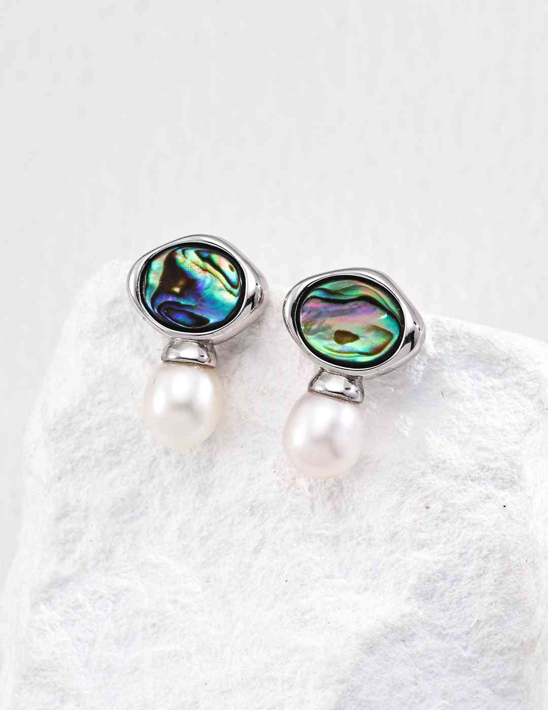 Mermaid's Mirror_Abalone Shell and Pearl Earrings